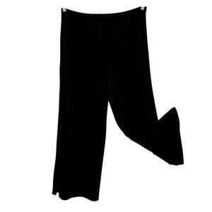 Chicos 3 Velvet Velour Pull on Wide leg Pants size XL Black 33" Inseam split cuf